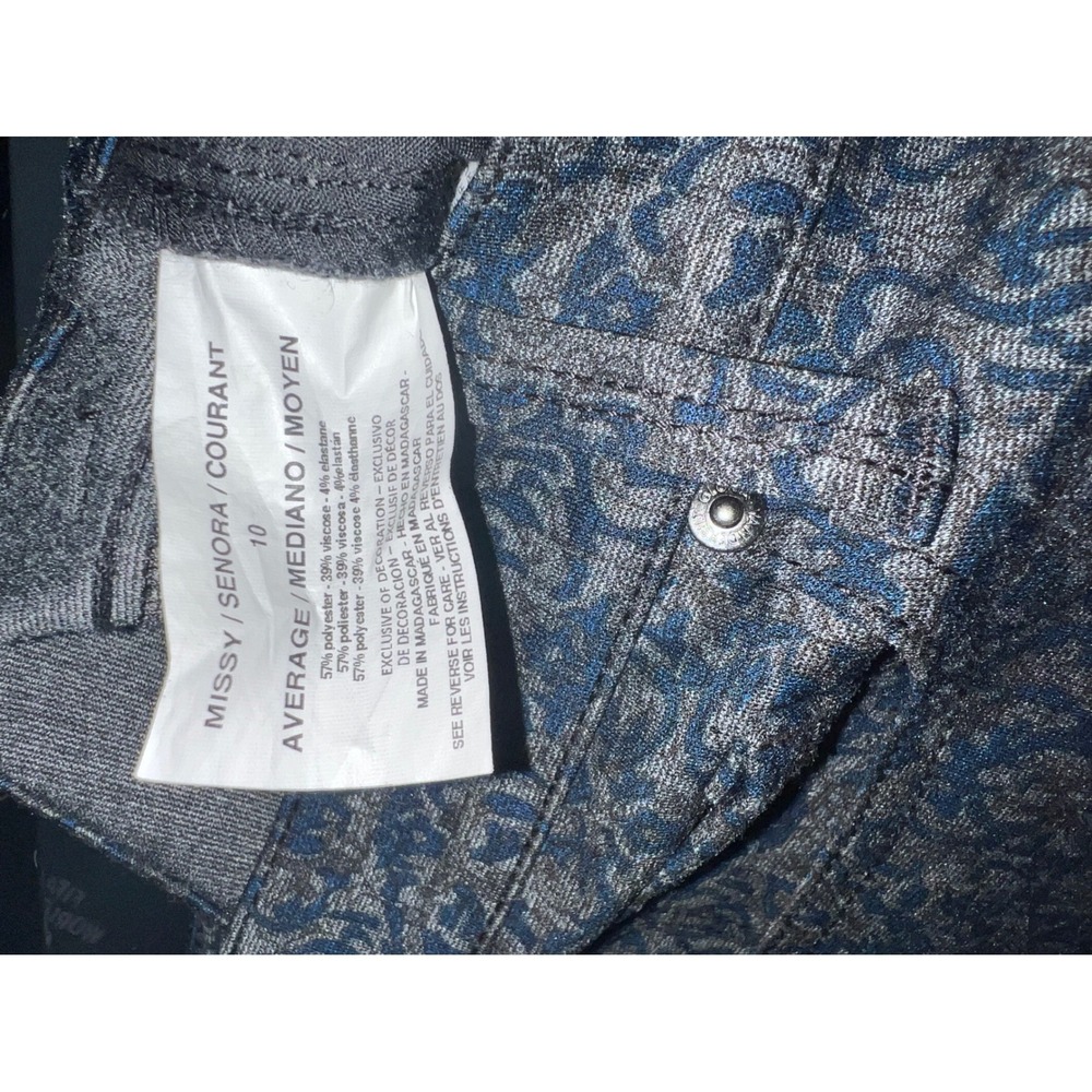 Gloria Vanderbilt Amanda High Rise Damask Print Tapered Jeans Blue Grey Size 10 - Picture 5 of 5